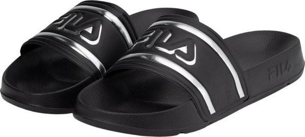 Klapki damskie Fila Morro Bay Logo czarno-szare FFW0102 83162 41. Czarne klapki damskie Fila, bez wzorów, sportowe, bez obcasa, bez zapięcia. Za 91.99 zł.