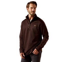 Polaż 1/2 Zip Ariat Team EQ. Brązowe bluzy męskie Ariat, bez wzorów, z polaru, sportowe, bez ramiączek, bez kaptura. Za 396.00 zł.