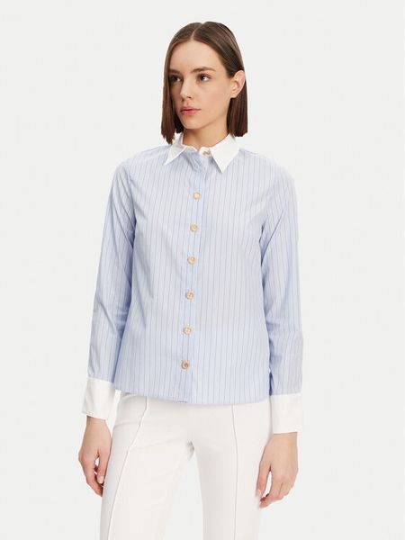 Morgan Koszula 251-CKARA Błękitny Regular Fit. Niebieskie koszule damskie Morgan, bez wzorów, z bawełny, bez kołnierzyka, bez ramiączek. Za 159.99 zł.