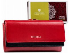 Portfel skórzany Peterson PTN 421028-SGN czerwony. Czerwone portfele damskie Peterson, ze skóry. Za 151.99 zł.