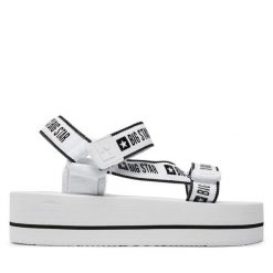 Sandały Big Star Shoes. Białe sandały damskie BIG STAR SHOES, bez wzorów, bez obcasa, na płaskiej podeszwie, bez zapięcia. Za 69.99 zł.