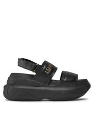 Liu Jo Sandały June Sandal 09 BA4029 EX014 Czarny. Czarne sandały damskie Liu Jo, bez wzorów, ze skóry, bez obcasa, na koturnie, bez zapięcia. Za 1,209.00 zł.