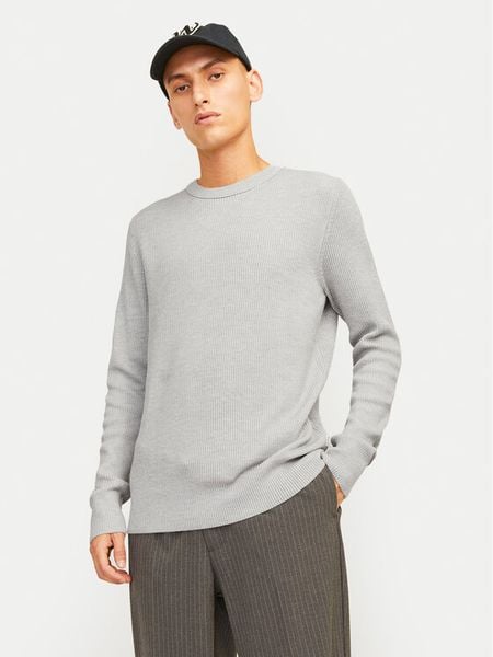 Jack & Jones Sweter Perfect 12257771 Szary Regular Fit. Szare swetry męskie Jack & Jones, l, bez wzorów, z bawełny, bez kołnierzyka, bez ramiączek. Za 99.99 zł.