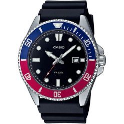 Zegarek męski Casio MDV-107-1A3VEF, Quartz, 44mm, 20ATM. Czarne zegarki męskie Casio, bez wzorów. Za 383.30 zł.