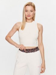 Guess Top V3GP19 K8RT2 Beżowy Slim Fit. Brązowe topy damskie Guess, xxs, z aplikacjami, z wiskozy, bez kołnierzyka, bez ramiączek. Za 109.99 zł.