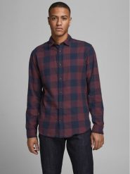 Jack & Jones Koszula 12181602 Granatowy Slim Fit. Niebieskie koszule męskie Jack & Jones, l, bez wzorów, z bawełny, bez kołnierzyka, bez ramiączek. Za 129.99 zł.