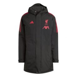 Parka Tiro Stadium Liverpool FC 2025/26. Czarne parki męskie Adidas, bez wzorów, sportowe, bez kołnierzyka, bez kaptura. W wyprzedaży za 743.00 zł.