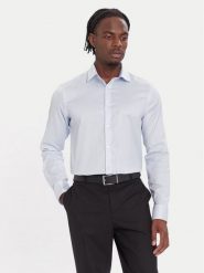 Calvin Klein Koszula LV019EU068 Błękitny Slim Fit. Niebieskie koszule męskie Calvin Klein, m, bez wzorów, z bawełny, biznesowe, bez kołnierzyka, bez ramiączek. Za 389.99 zł.