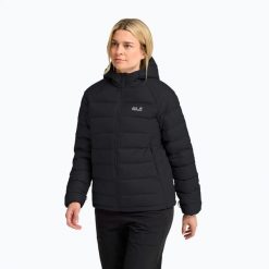 Kurtka puchowa damska Jack Wolfskin Wild Pass Down Hoody Rds. Czarne kurtki sportowe damskie Jack Wolfskin, l, bez wzorów, z materiału, bez ramiączek, bez kaptura, trekkingowe. Za 879.99 zł.