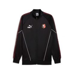 Kurtka dresowa RB Salzburg 2025/26. Czarne kurtki męskie Puma, bez wzorów, z dresówki, sportowe, bez kaptura. Za 422.50 zł.