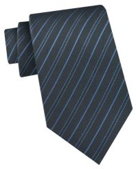 Krawat Męski - Angelo di Monti - Antracyt w Niebieskie Paski. Niebieskie krawaty i muchy Angelo di Monti, bez wzorów, z tkaniny, eleganckie. Za 45.00 zł.