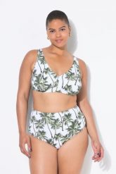 Damskie Figi od bikini wysoki stan nadruk z palmami. Białe stroje kąpielowe damskie Ulla Popken, plus size, bez wzorów, z elastanu. Za 91.99 zł.