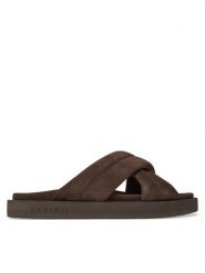 Inuikii Klapki Suede Crossed 50102-500 Brązowy. Brązowe klapki męskie Inuikii, bez wzorów, ze skóry, bez zapięcia. Za 699.99 zł.