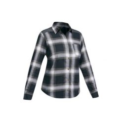 Koszula trekkingowa z długim rękawem TRAVEL100 warm damska. Szare koszule damskie FORCLAZ, xl, bez wzorów, z bawełny, bez kołnierzyka, bez ramiączek. Za 79.99 zł.