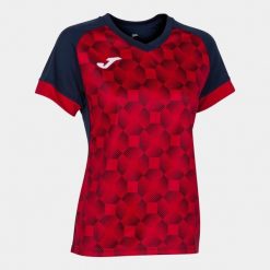 Koszulka do piłki nożnej damska Joma Supernova III. Czerwone bluzki damskie Joma, m, bez wzorów, sportowe, bez kołnierzyka, bez ramiączek. Za 138.99 zł.