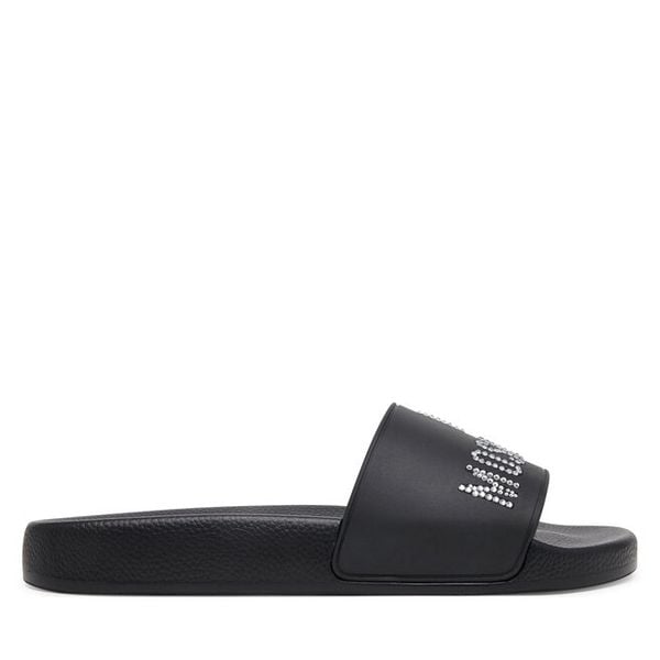 Klapki LOVE MOSCHINO. Czarne klapki damskie Love Moschino, bez wzorów, bez obcasa, bez zapięcia. Za 519.99 zł.