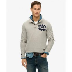Bluza z kołnierzem typu Tunisian Superdry Vintage Athletic. Szare bluzy sportowe męskie Superdry, m, bez wzorów, bez kaptura. Za 393.85 zł.