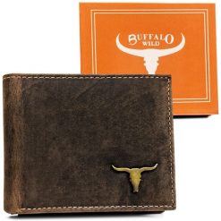 Portfel męski Buffalo Wild RM-05-BAW brązowy. Brązowe portfele męskie bez wzorów, z nubiku. Za 59.99 zł.