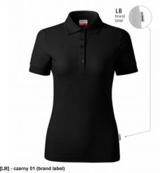RIMECK - ADLER - Koszulka polo damska, 200 g/m czarny 01 (brand label) 2XL. Czarne bluzki damskie RIMECK, m, bez wzorów, bez kołnierzyka, bez ramiączek. Za 34.30 zł.