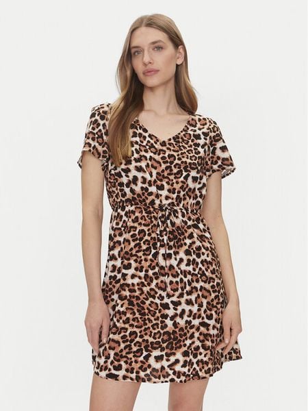 Vero Moda Sukienka codzienna Easy Joy 10307990 Brązowy Regular Fit. Brązowe sukienki damskie Vero Moda, na co dzień, m, bez wzorów, z wiskozy, bez kołnierzyka, bez ramiączek, proste. Za 69.99 zł.