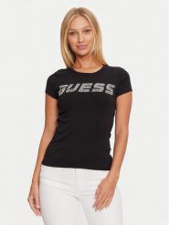 Guess T-Shirt V4BI16 KCIV1 Czarny Regular Fit. Czarne t-shirty damskie Guess, xl, z aplikacjami, z bawełny, bez kołnierzyka, bez ramiączek. Za 119.99 zł.
