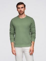 Męska bluza dresowa BASIC z okrągłym dekoltem - zielona V3 - Rozmiar: XL. Zielone bluzy męskie Ombre Clothing, m, bez wzorów, z bawełny, bez ramiączek, bez kaptura. W wyprzedaży za 109.49 zł.