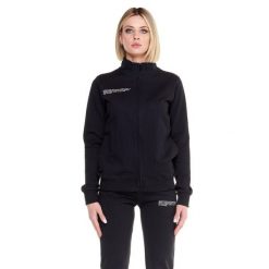 Bluza z bawełna z zamek błyskawiczny na co dzień. Czarne bluzy damskie LEONE 1947 APPAREL, s, bez wzorów, z bawełny, sportowe, bez ramiączek, bez kaptura. W wyprzedaży za 267.34 zł.