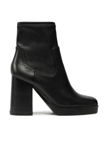 Aldo Botki Seraphica 13838694 Czarny. Czarne botki damskie Aldo, bez wzorów, ze skóry, bez obcasa, na słupku, bez zapięcia. Za 529.99 zł.