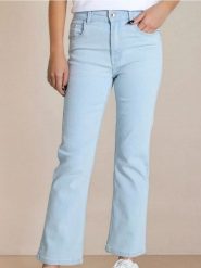 Jeansy flare high waist - niebieski. Niebieskie jeansy damskie Sinsay, bez wzorów, z jeansu, boho, z podwyższonym stanem. W wyprzedaży za 29.99 zł.