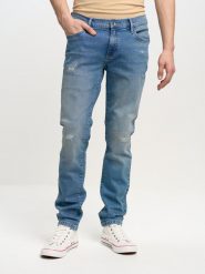 Jeansy męskie skinny z przetarciami niebieskie Jeffray 298. Niebieskie eleganckie spodnie męskie BIG STAR, z denimu, eleganckie. W wyprzedaży za 279.99 zł.