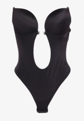 Czarne Body Transparentne z Wycięciami i Odkrytymi Plecami Vevolia. Czarne body Renee, bez wzorów. Za 69.99 zł.