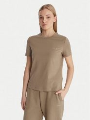 Guess T-Shirt V6RI07 J1314 Beżowy Regular Fit. Brązowe t-shirty damskie Guess, l, z aplikacjami, z bawełny, bez kołnierzyka, bez ramiączek. Za 159.99 zł.