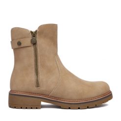 Botki Go Soft. Brązowe botki damskie GO SOFT, bez wzorów, bez obcasa, na płaskiej podeszwie, bez zapięcia. Za 199.99 zł.