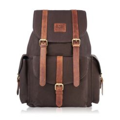 Plecak vintage PAOLO PERUZZI SI-05-BR brązowy. Brązowe plecaki męskie Paolo Peruzzi, bez wzorów, z materiału, vintage. Za 199.99 zł.