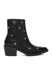 DeeZee Botki 23689-13 Czarny. Czarne botki damskie DeeZee, bez wzorów, z materiału, bez obcasa, na słupku, bez zapięcia. Za 199.99 zł.
