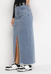 Niebieska Jeansowa Spódnica Maxi z Paskiem Goergen. Niebieskie spódnice damskie Born2be, s, z aplikacjami, z jeansu, z podwyższonym stanem, maxi. Za 79.99 zł.