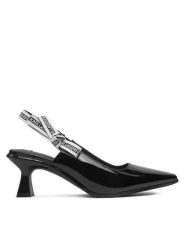 KARL LAGERFELD Sandały Panache II KL30808A Czarny. Czarne sandały damskie KARL LAGERFELD, bez wzorów, z lakierowanej skóry, bez obcasa, na słupku, bez zapięcia. Za 449.99 zł.