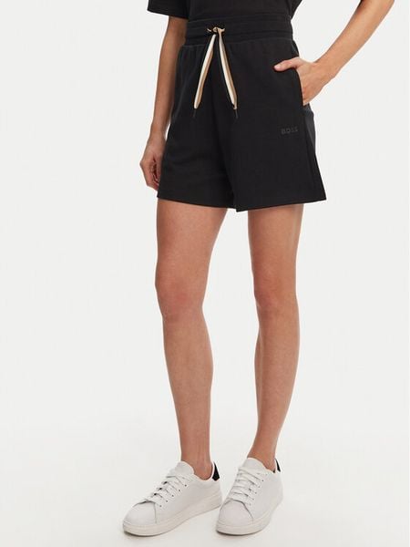 BOSS Szorty piżamowe Cp Stripe_Shorts 50539981 Czarny Relaxed Fit. Czarne piżamy damskie Boss, bez wzorów, z lyocellu, bez ramiączek. Za 139.99 zł.