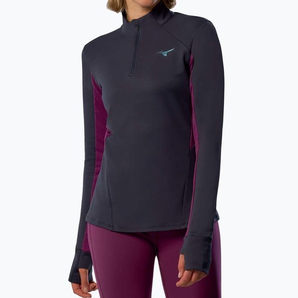 Bluza do biegania damska Mizuno Active Warm Half Zip. Niebieskie bluzy damskie Mizuno, s, bez wzorów, z elastanu, sportowe, bez ramiączek, bez kaptura. Za 179.99 zł.