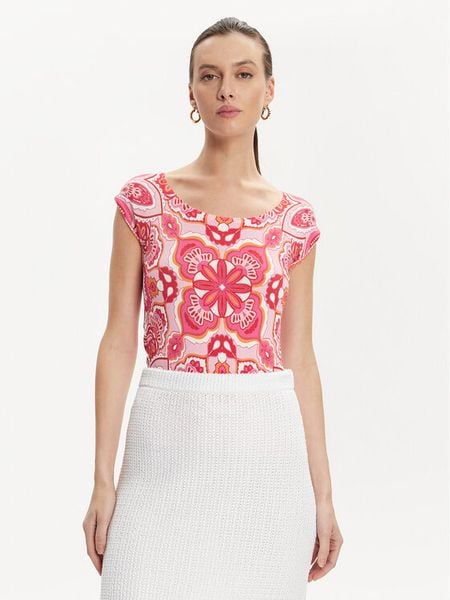 Luisa Spagnoli Bluzka Crotone 58243 Różowy Regular Fit. Czerwone bluzki damskie Luisa Spagnoli, s, bez wzorów, z syntetyku, bez kołnierzyka, bez ramiączek. Za 479.99 zł.