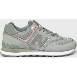 New Balance - Buty WL574NBL. Zielone obuwie sportowe damskie New Balance, bez wzorów, z materiału, z okrągłym noskiem, bez zapięcia, Adidas Advantage. W wyprzedaży za 299.90 zł.