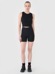 4F Legginsy krótkie dzianinowe damskie - czarne M. Czarne legginsy damskie 4F, bez wzorów, z bawełny. W wyprzedaży za 39.99 zł.