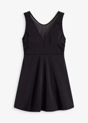Sukienka kąpielowa shape z siateczką, lekki stopień modelowania sylwetki. Czarne sukienki damskie bonprix, na plażę, bez wzorów, eleganckie, bez kołnierzyka, bez ramiączek. Za 149.99 zł.