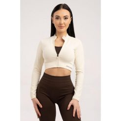 Bluza fitness damska Gym Glamour bezszwowa rozpinana. Białe bluzy damskie GYM GLAMOUR, s, bez wzorów, glamour, bez ramiączek, bez kaptura. Za 159.99 zł.