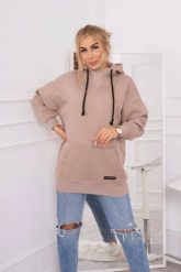 Bluza ocieplana z półgolfem ciemno beżowa. Brązowe bluzy damskie KESI, l, bez wzorów, z bawełny, bez ramiączek, bez kaptura. Za 238.37 zł.