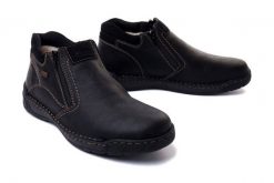 RIEKER TEX B0392-00 black, botki męskie. Czarne botki męskie Rieker, na zimę, bez wzorów, z wełny, bez obcasa, bez zapięcia. Za 449.90 zł.