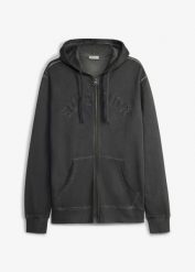 Bluza rozpinana z kapturem, z czystej bawełny, z efektem sprania. Niebieskie bluzy męskie bonprix, m, z aplikacjami, z bawełny, bez ramiączek, z kapturem. Za 149.99 zł.