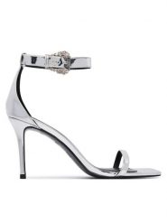 Versace Jeans Couture Sandały 80VA3S76 ZS406 Srebrny. Szare sandały damskie Versace Jeans Couture, bez wzorów, z jeansu, bez obcasa, na szpilce, bez zapięcia. Za 969.99 zł.