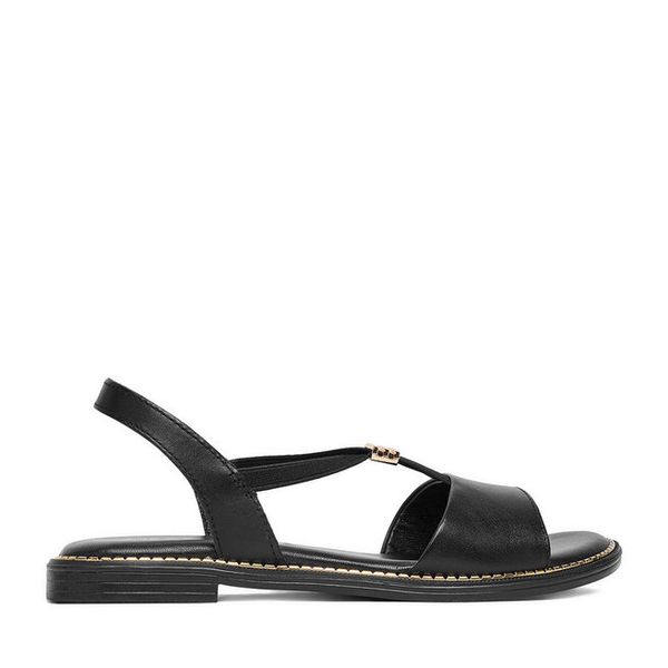 Sandały Lasocki. Czarne sandały damskie Lasocki, bez wzorów, bez obcasa, na płaskiej podeszwie, bez zapięcia. Za 129.99 zł.