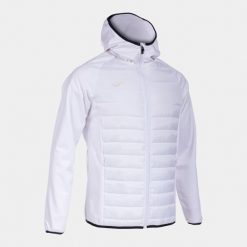 Kurtka wodoodporna z kapturem Joma Berna III. Białe kurtki sportowe męskie Joma, l, bez wzorów, z materiału, z kapturem, na fitness i siłownię. Za 349.00 zł.